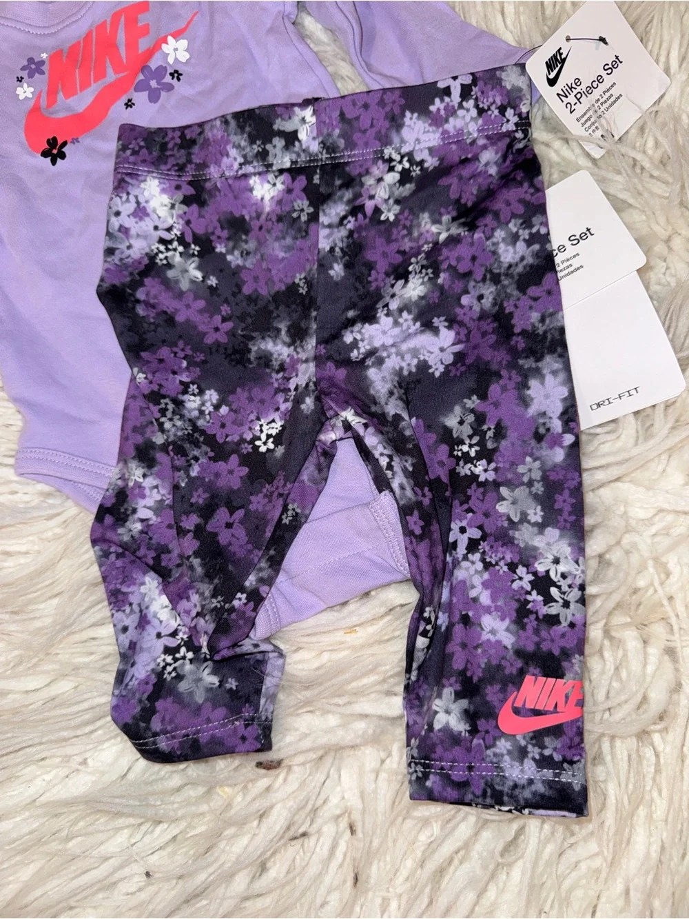 Nike Lavender Bodysuit & Purple Floral Leggings Set - Picture 2 of 6